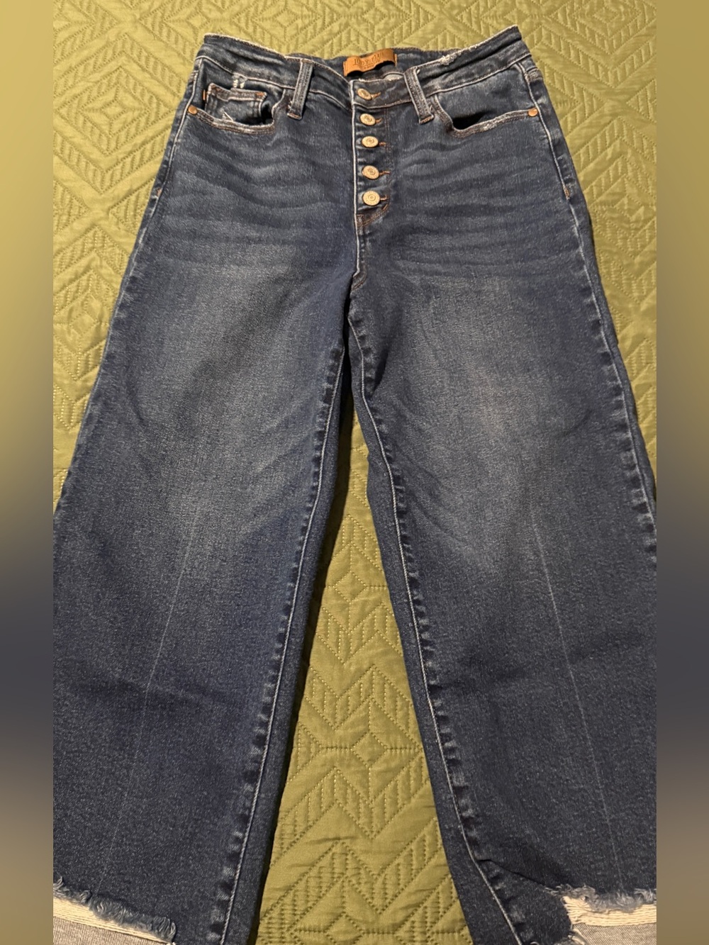 Judy Blue Wide Crop Jeans 9/29 Button Fly Raw Hem